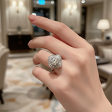 Art Deco Style Sterling Silver & Cubic Zirconia Sunburst Cluster Ring