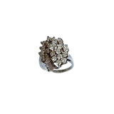 Retro Sterling Silver "Cascade" Cluster Ring with Baguette Accents