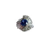 Vintage-Style Blue Stone Ballerina Ring in 925 Sterling Silver