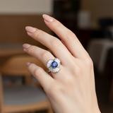 Vintage-Style Blue Stone Ballerina Ring in 925 Sterling Silver