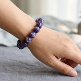 Natural Chevron Amethyst Gemstone Stretch Bracelet
